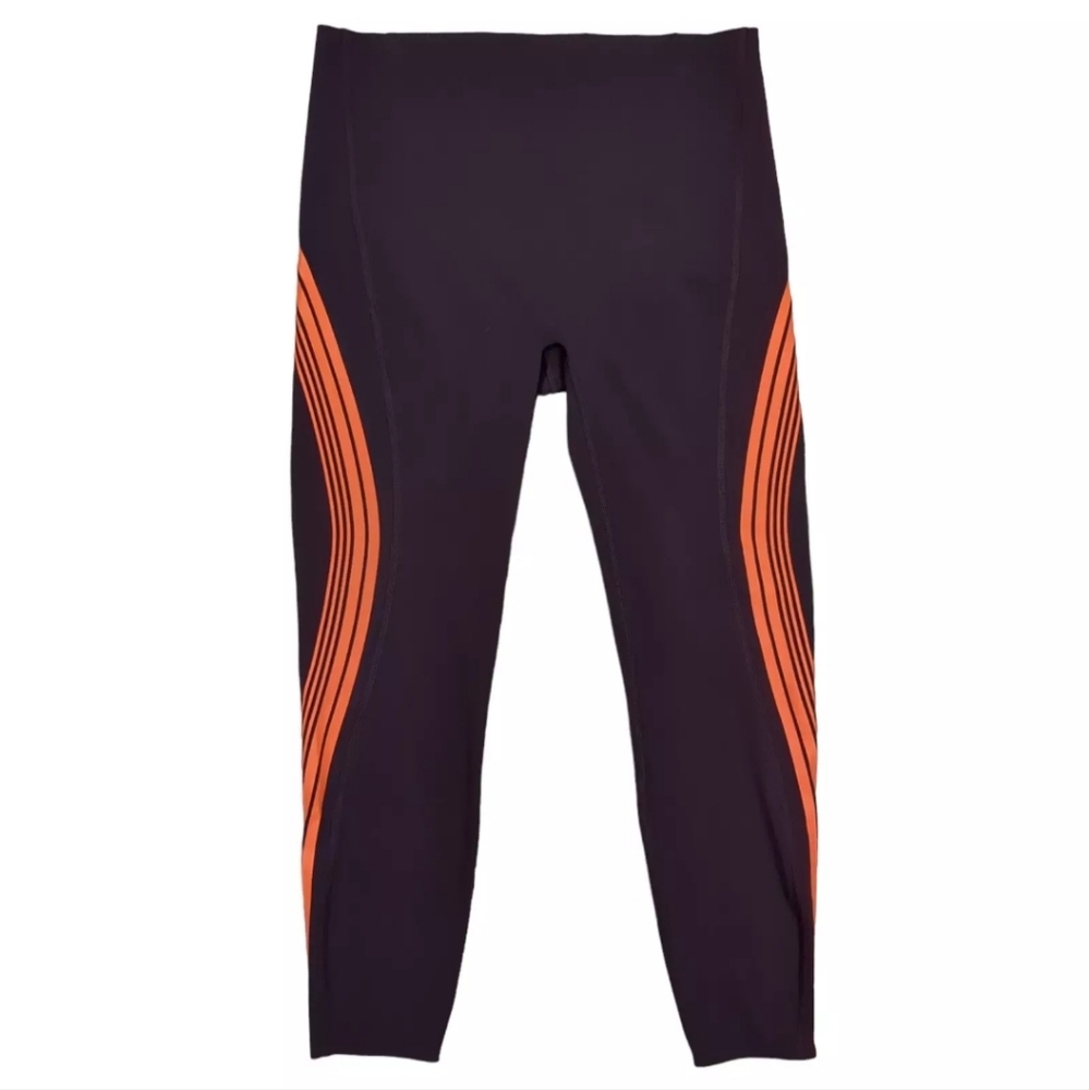 Spanx Every Wear Contour Stripe 7/8 Leggings Burgundy Orange Size Small‎